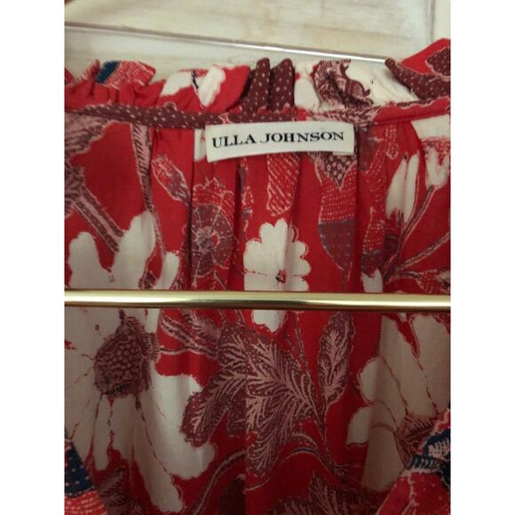 Ulla Johnson romantic red poppy floral cotton short dress  small 4.  Tassels. - Picture 2 of 6
